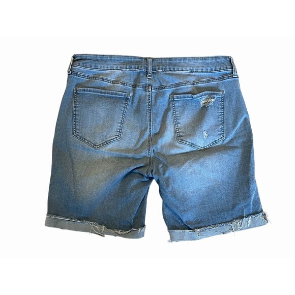 denim bermuda shorts sz 17 stretch roll cuff comfy stretch lightweight distresse - Picture 2 of 6